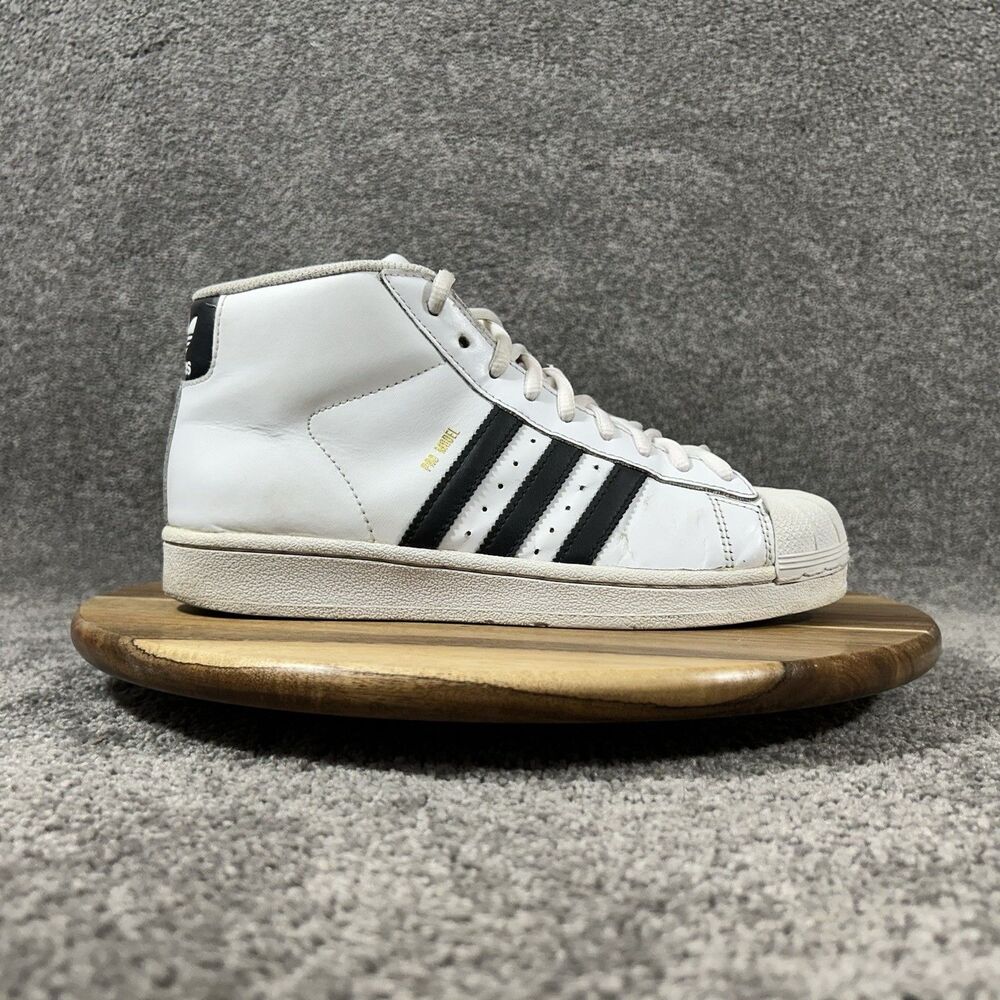 Adidas Pro Model S85962 Kids Size 6 White Black High Top Athletic Shoes Used